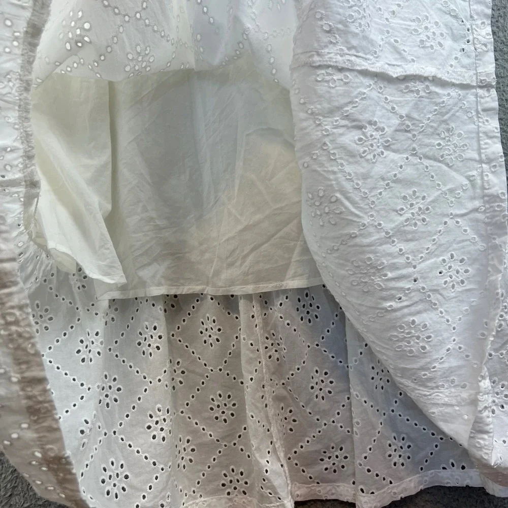 New Isabel by Ingrid & Isabel White Eyelet Maternity Maxi Dress V-Neck Smocked M - Picture 4 of 13